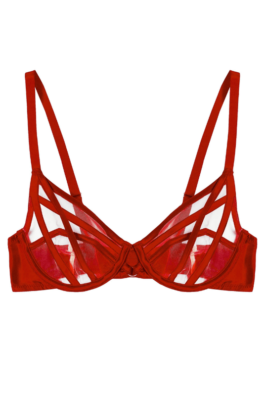 Ramona Mesh Plunge Bra - Red