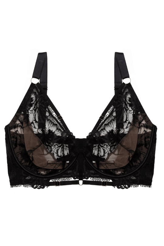 Vivian Embroidery Plunge Bra - Black