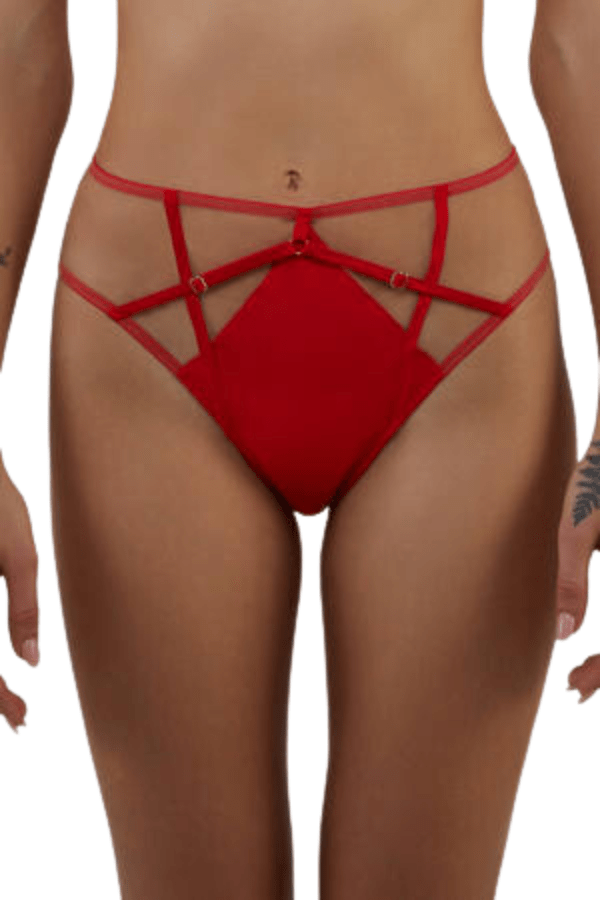 Playful Promises Underwear Ramona Mesh High Waisted Brief - Red