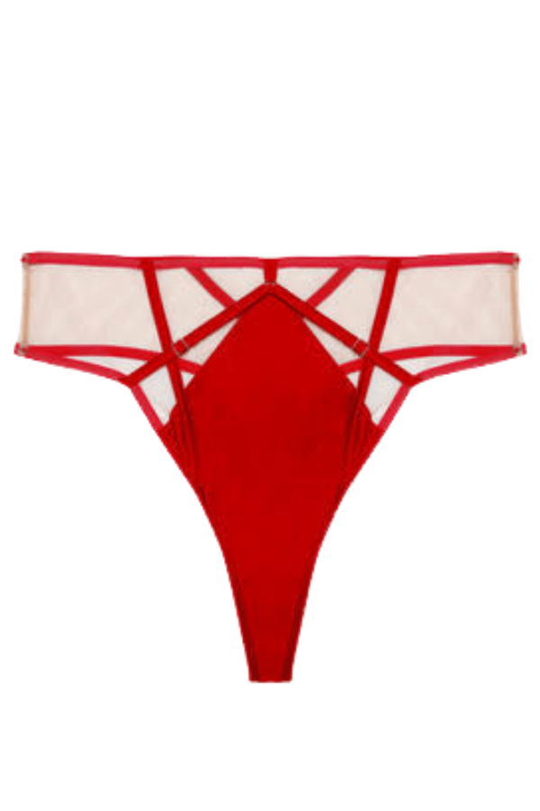 Playful Promises Underwear Ramona Mesh High Waisted Thong - Red