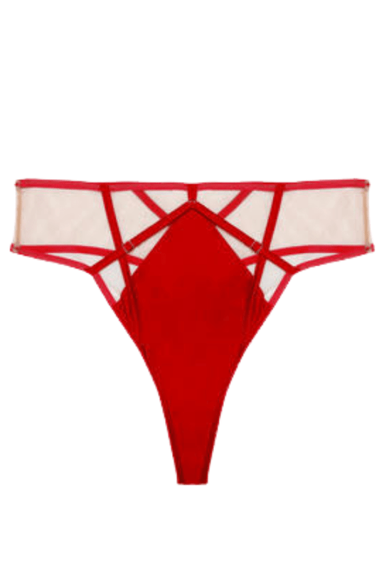 Ramona Mesh High Waisted Thong - Red