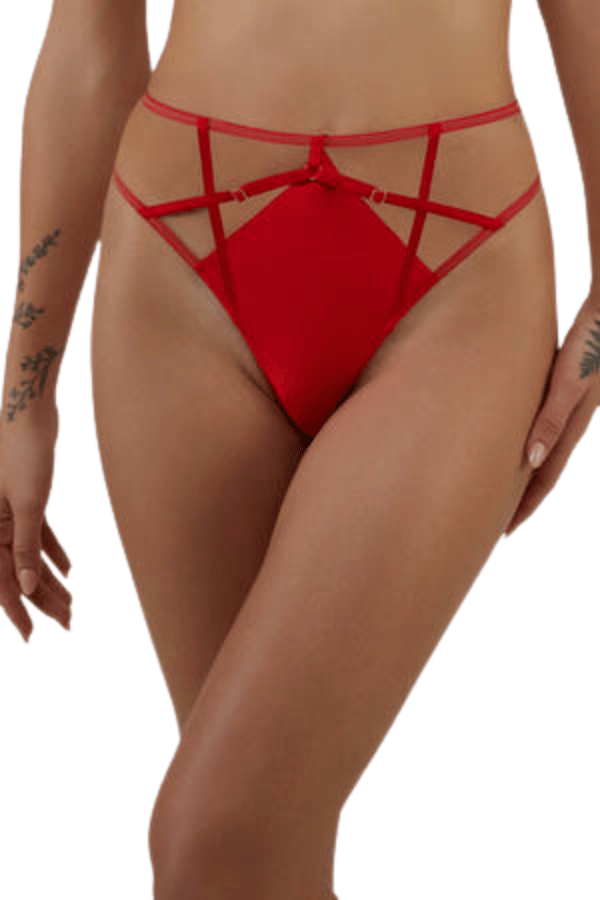 Playful Promises Underwear Red / S Ramona Mesh High Waisted Thong - Red