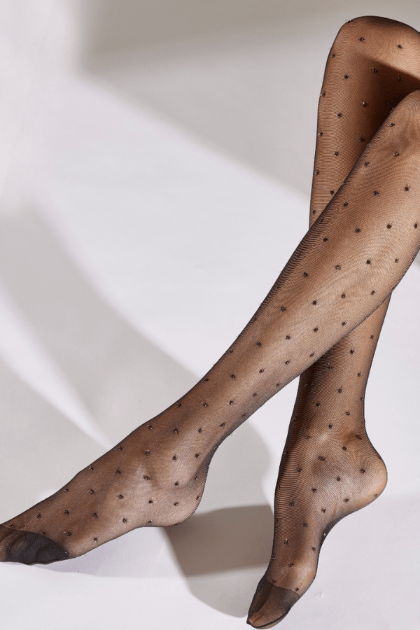 Pretty Polly Tights Black/Gold / One Size Sparkle Spot Pattern Tights
