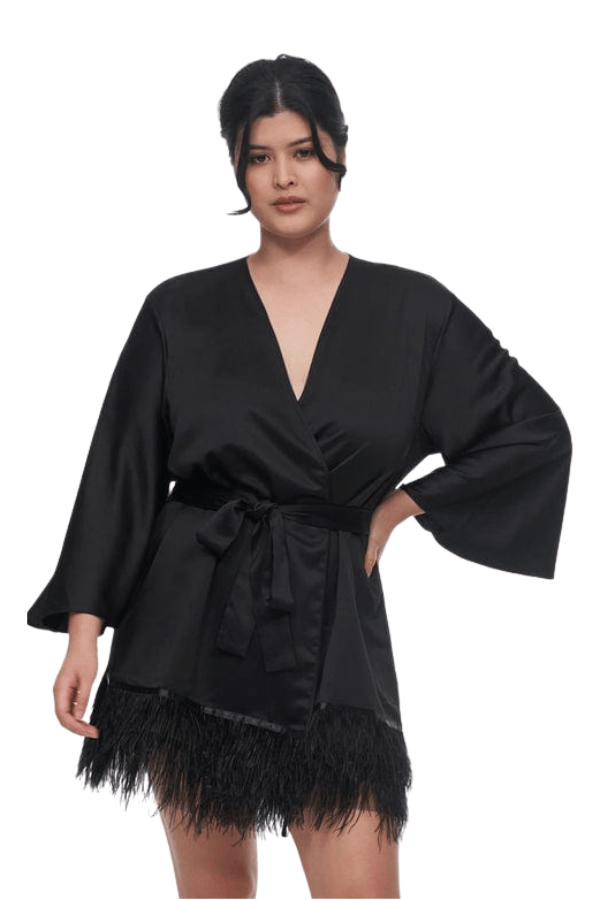 Rya Collection Robe Swan Cover Up - Black