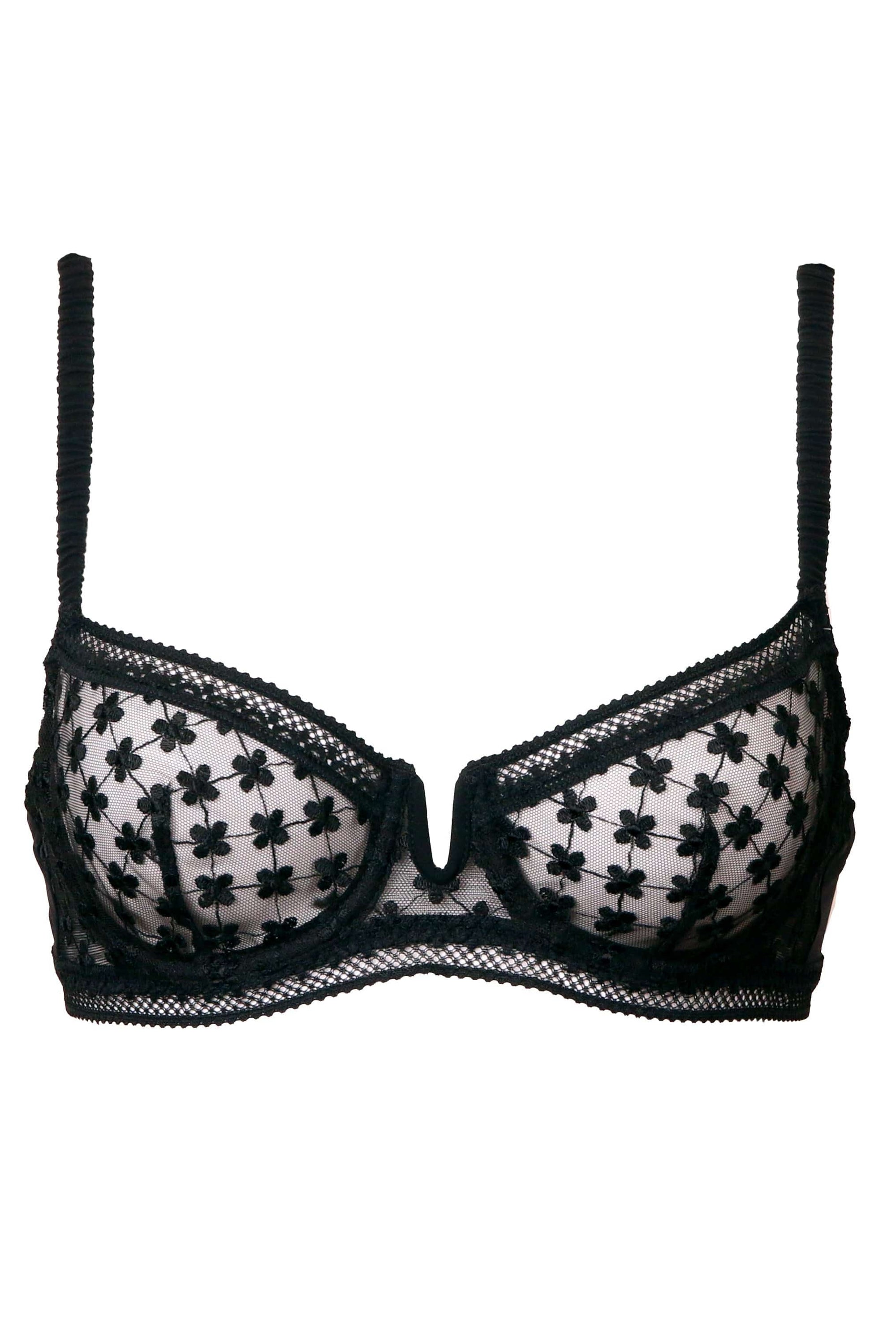 fleur du mal Rose Printed Jersey Scooped Balconette Bra in Mini