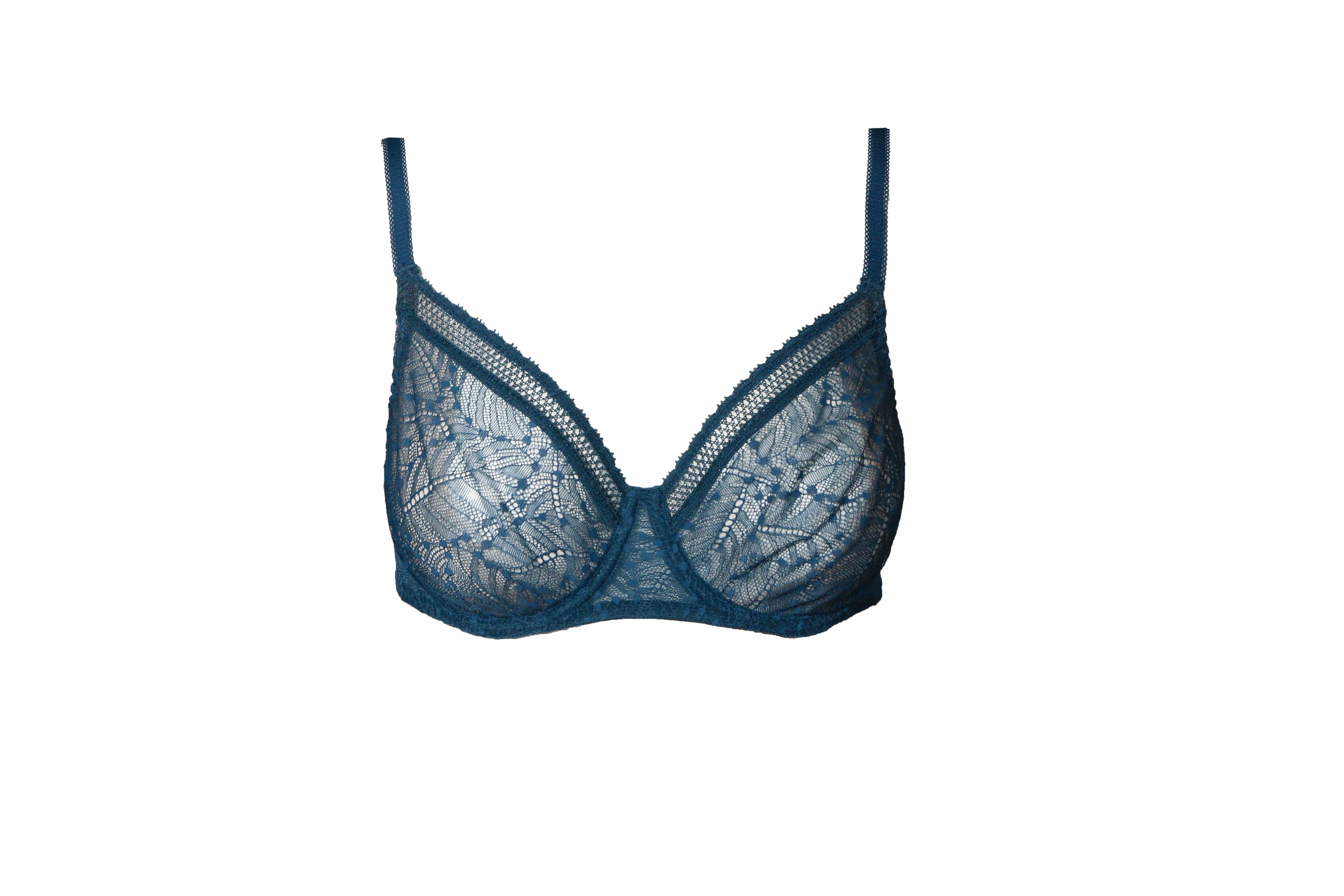 Comete Plunging Molded Underwire Bra - Mystery Blue - Chérie Amour