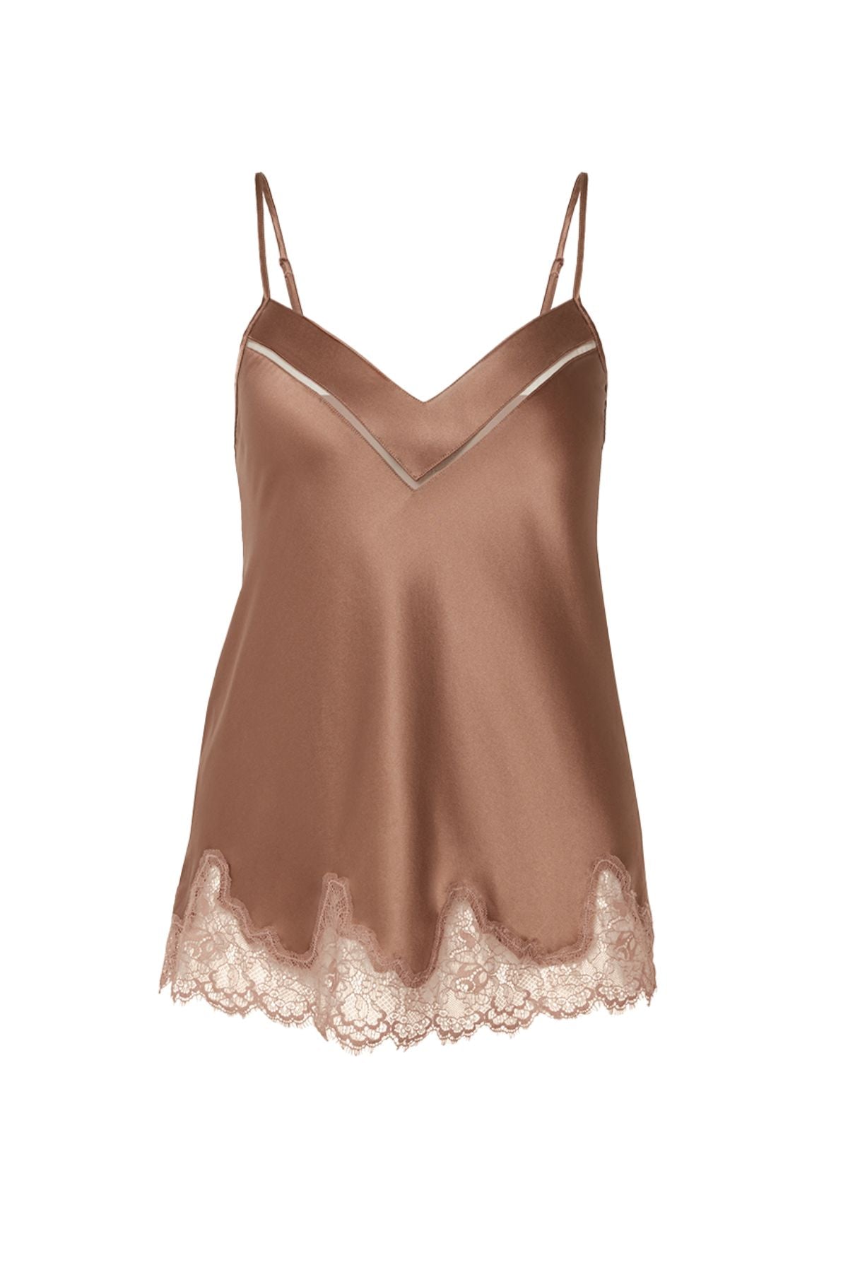 Simone Perele Short Nocturine Silk Top - Light Brown