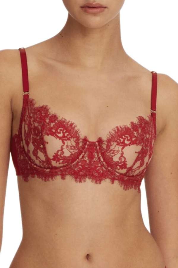 Skarlett Blue Balcony Lipstick/Nylon / 32 A Entice Balconette Bra - Red