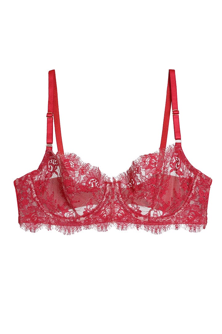 Skarlett Blue Balcony Lipstick/Nylon / 32 A Entice Balconette Bra - Red