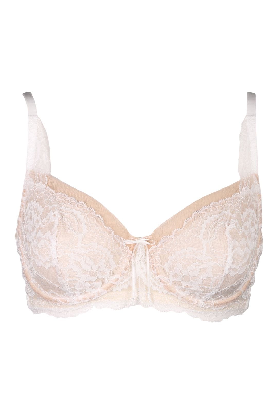 Sheer White Lace and Satin Bra -  Canada