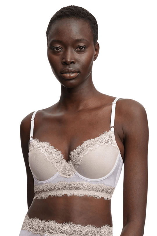 Entice Longline Lace Bra - White
