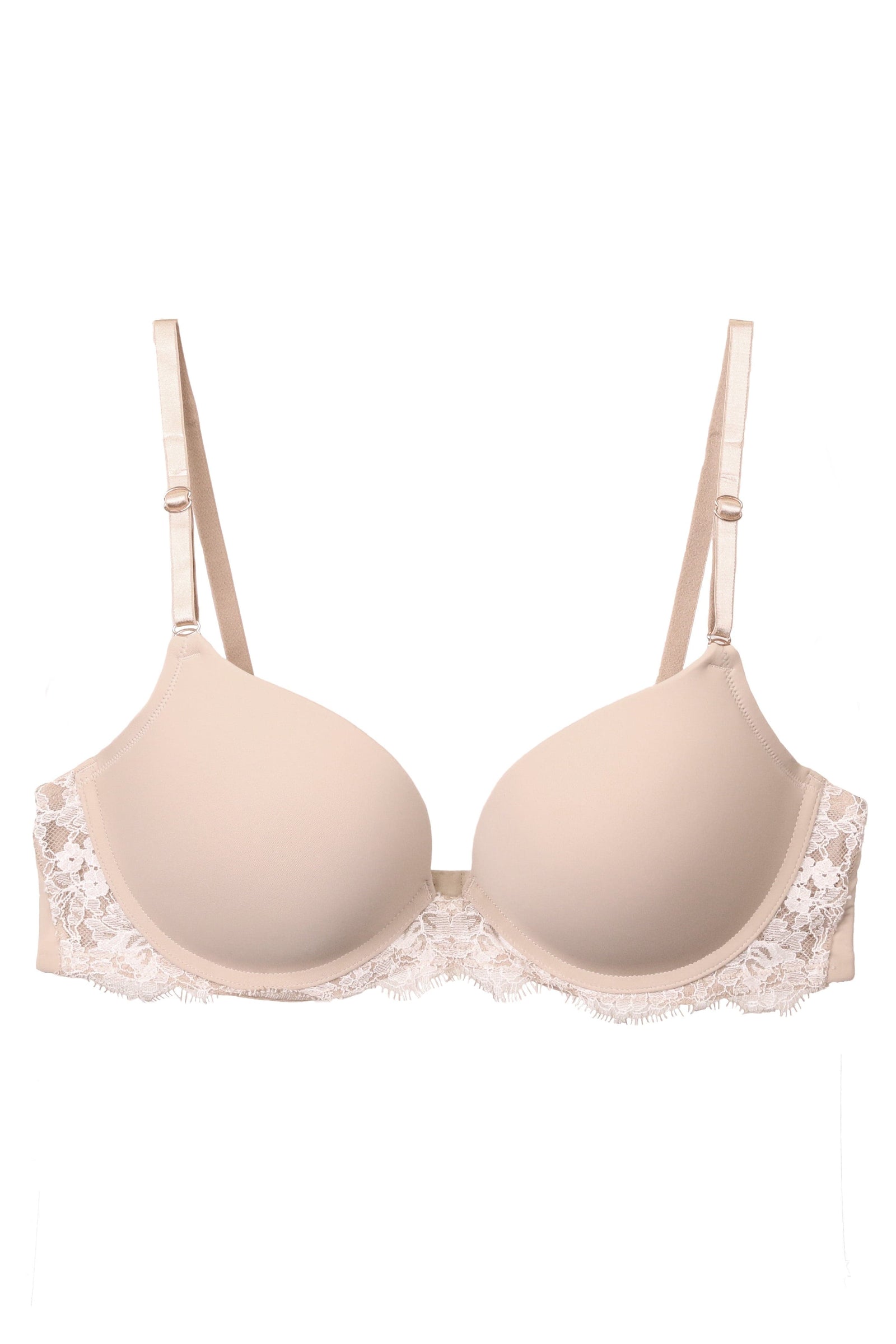Leonisa Front Cutout Demi-Cup Double Push Up Bra Luxe Lift Beige