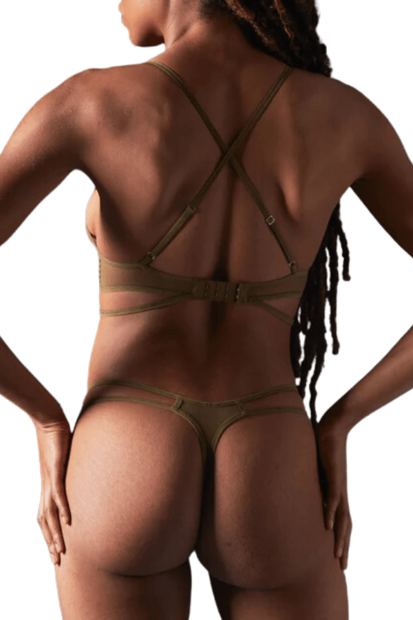 Thistle &amp; Spire Underwear Olive / XS Mullberry Embroidered Thong - Olive