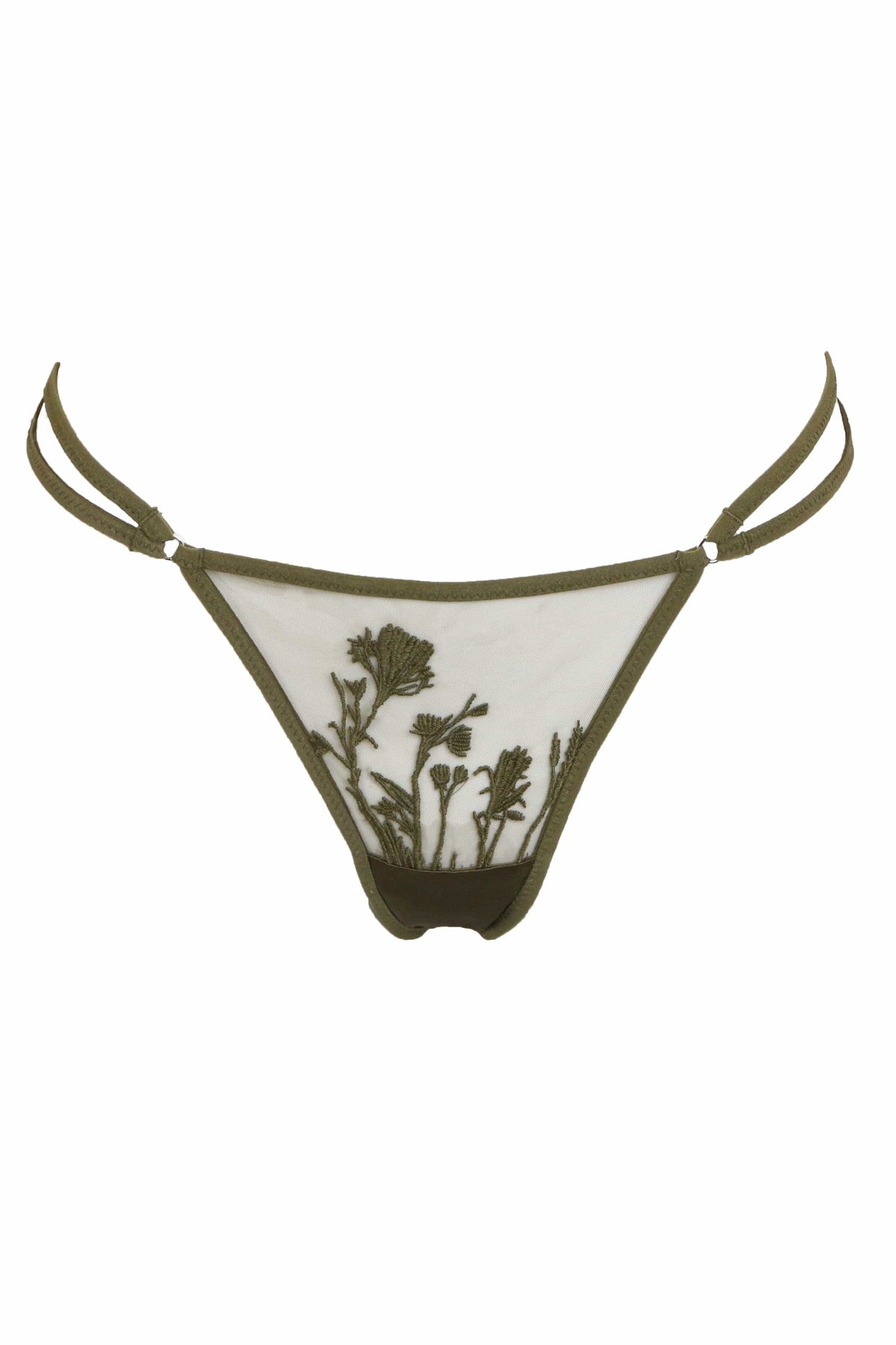 Thistle &amp; Spire Underwear Olive / XS Mullberry Embroidered Thong - Olive