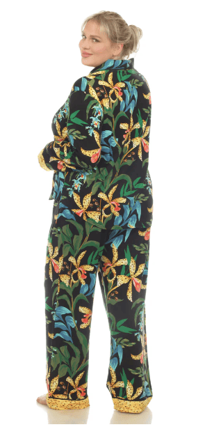 White Mark Pajama Set Wildflower Print Pajama Set - Black