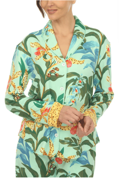 White Mark Pajama Set Wildflower Print Pajama Set - Mint