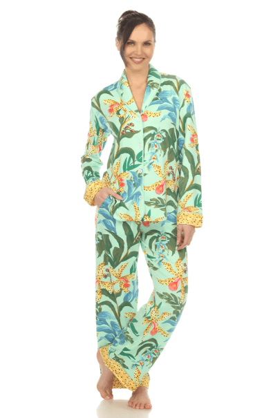 White Mark Pajama Set Wildflower Print Pajama Set - Mint