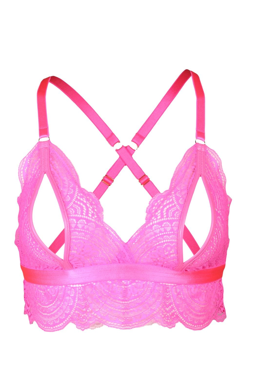 Wolf &amp; Whistle Bralette After Dark Demi Lace Triangle Peep Bra - Bright Pink