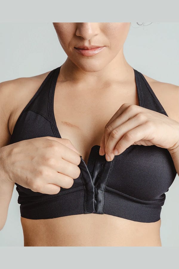 Rora Pocketed Front Closure Bra - Black - Chérie Amour