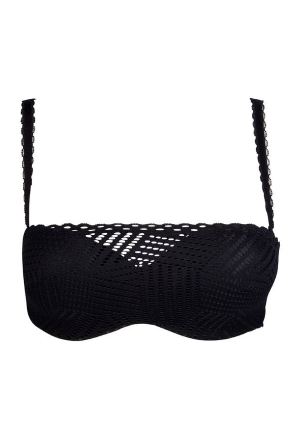 Antigel Strapless Bra Tressage Graphic Strapless Bra  - Black