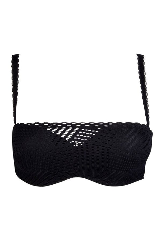 Tressage Graphic Strapless Bra  - Black