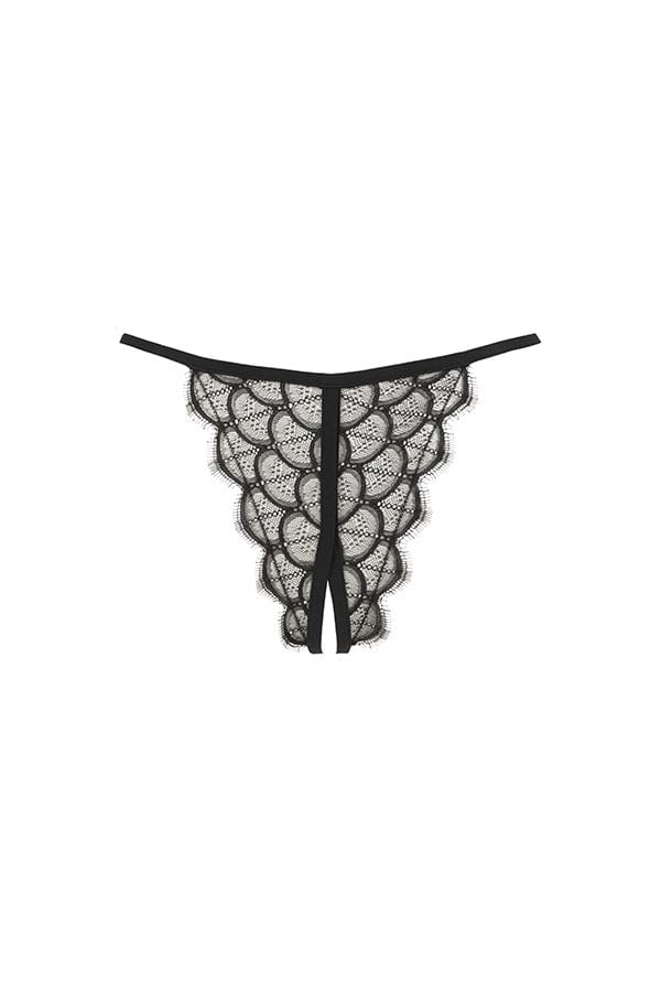 Atelier Amour Underwear Mystic Shadow Open Thong- Black