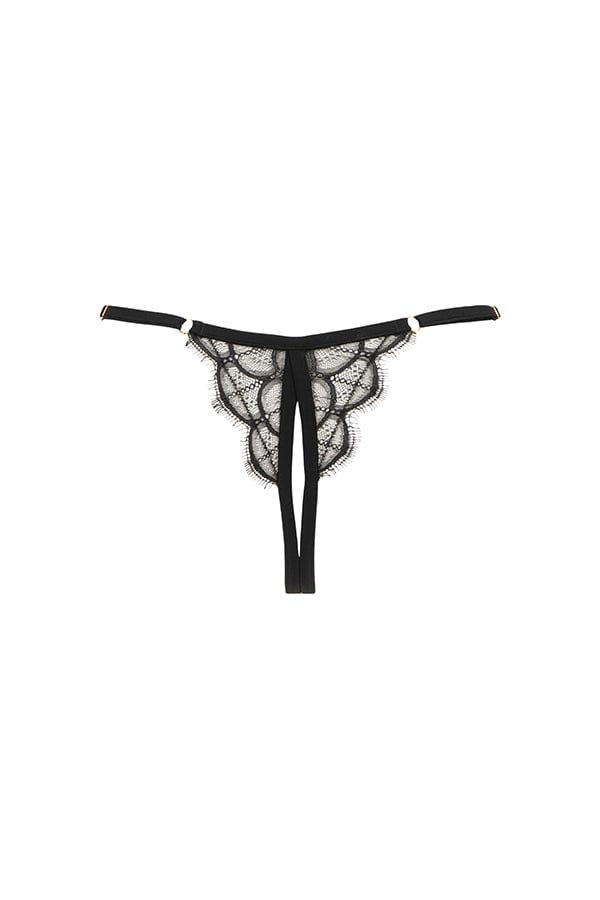 Atelier Amour Underwear Mystic Shadow Open Thong- Black