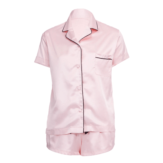 Abigail Shirt & Short PJ Set- Pink