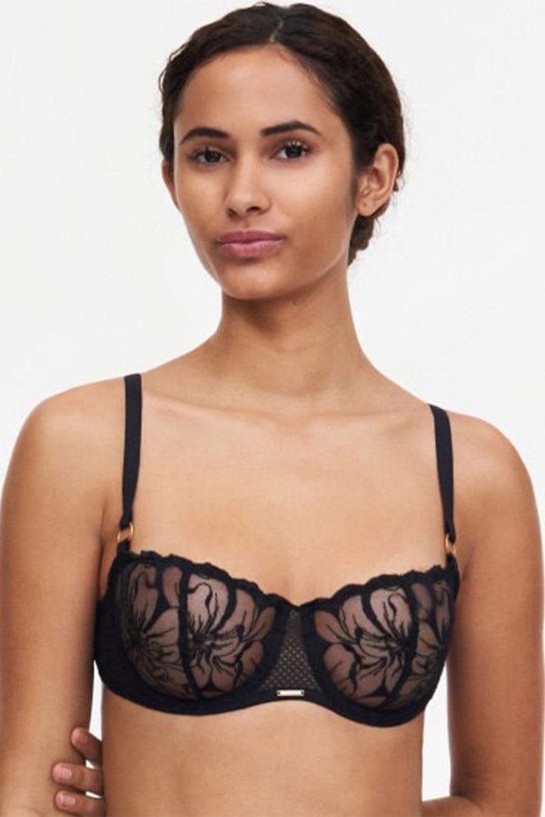 Chantelle Bras Fleurs Demi Bra- Black