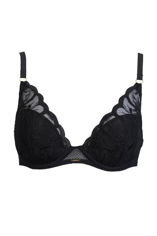 Fleurs Plunging T-Shirt Bra- Black