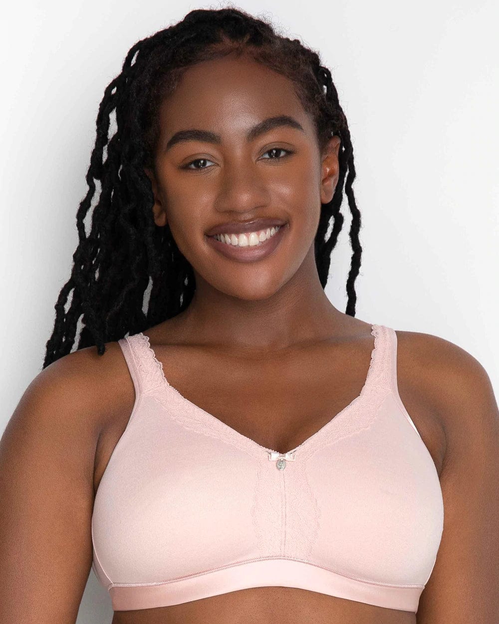 Curvy Couture Bralette 44D / Blushing Rose Cotton Luxe Wireless Bra- Blushing Rose