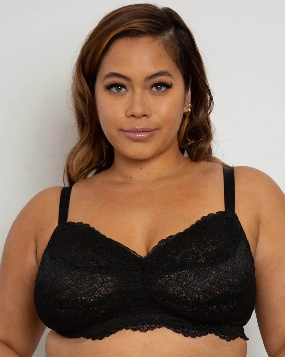 Curvy Couture Bralette Black Hue / 2X Luxe Lace Wireless Bralette - Black