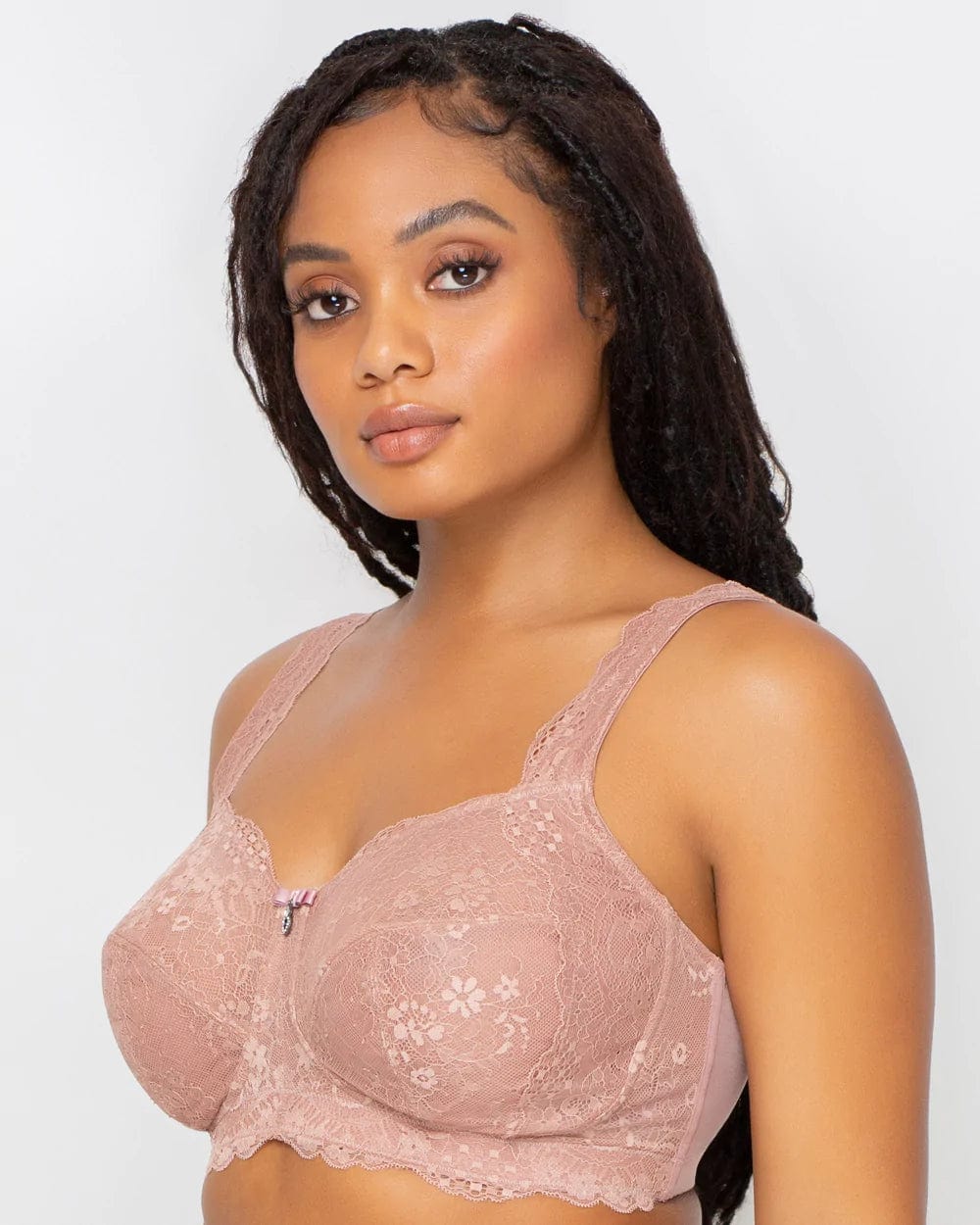 Curvy Couture Bralette Luxe Lace Wireless Bra - Ballet Fever