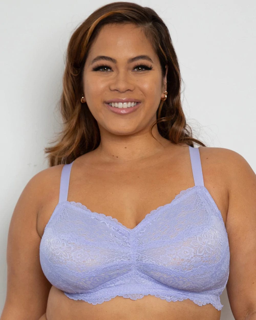 Curvy Couture Bralette Luxe Lace Wireless Bralette - Lavender