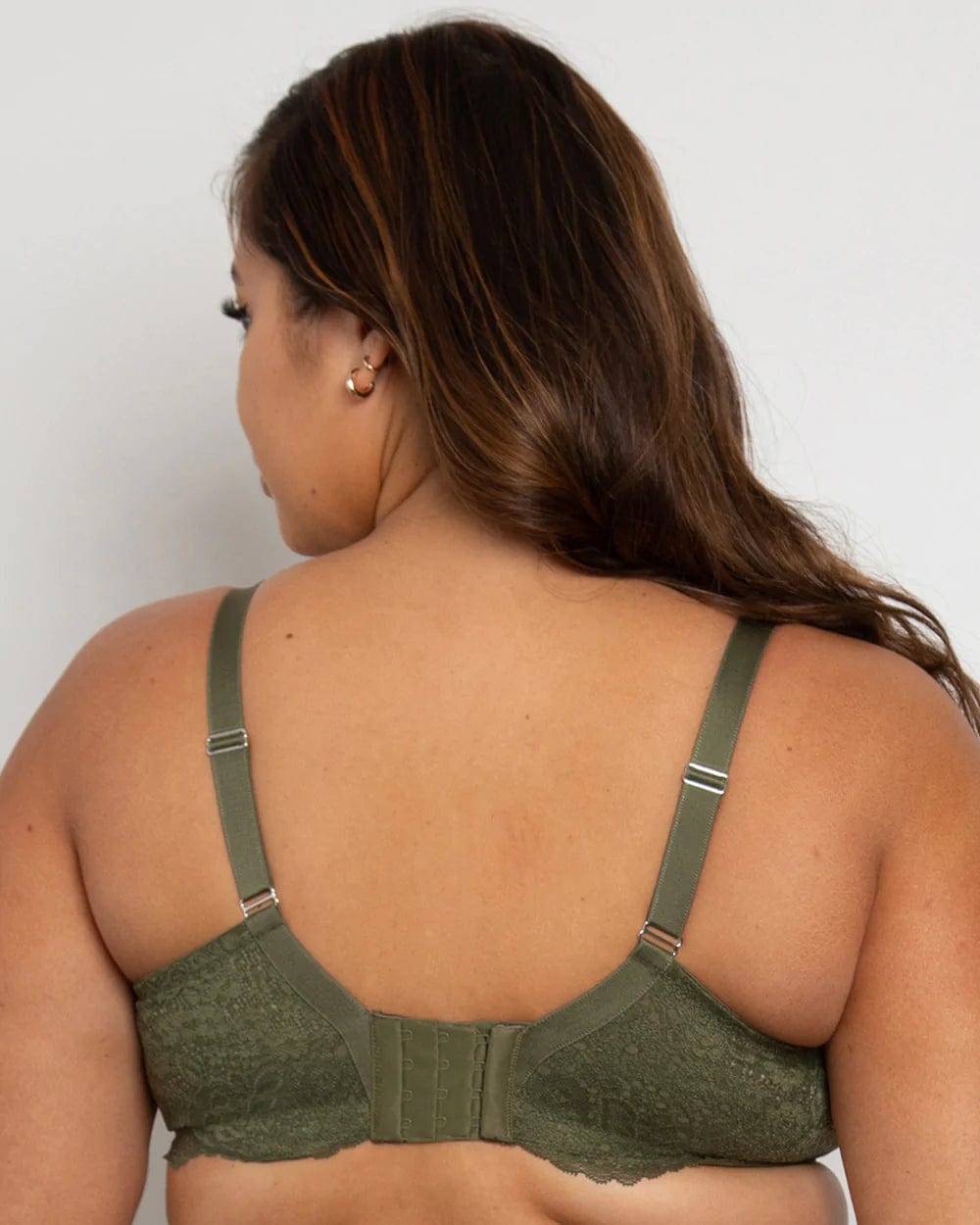 Curvy Couture Bralette Luxe Lace Wireless Bralette - Olive Night