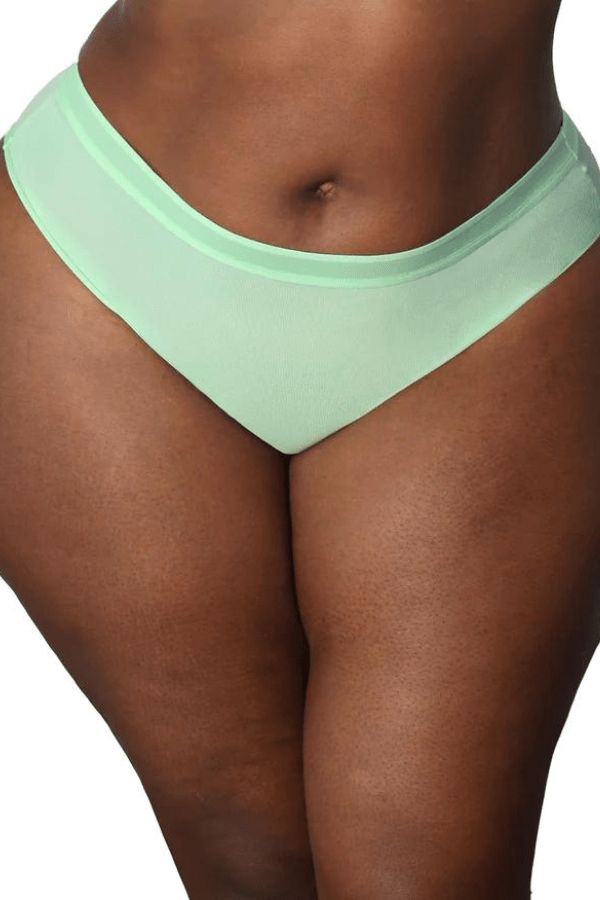 Curvy Couture Briefs Appletini / M Sheer Mesh High Cut Brief - Green