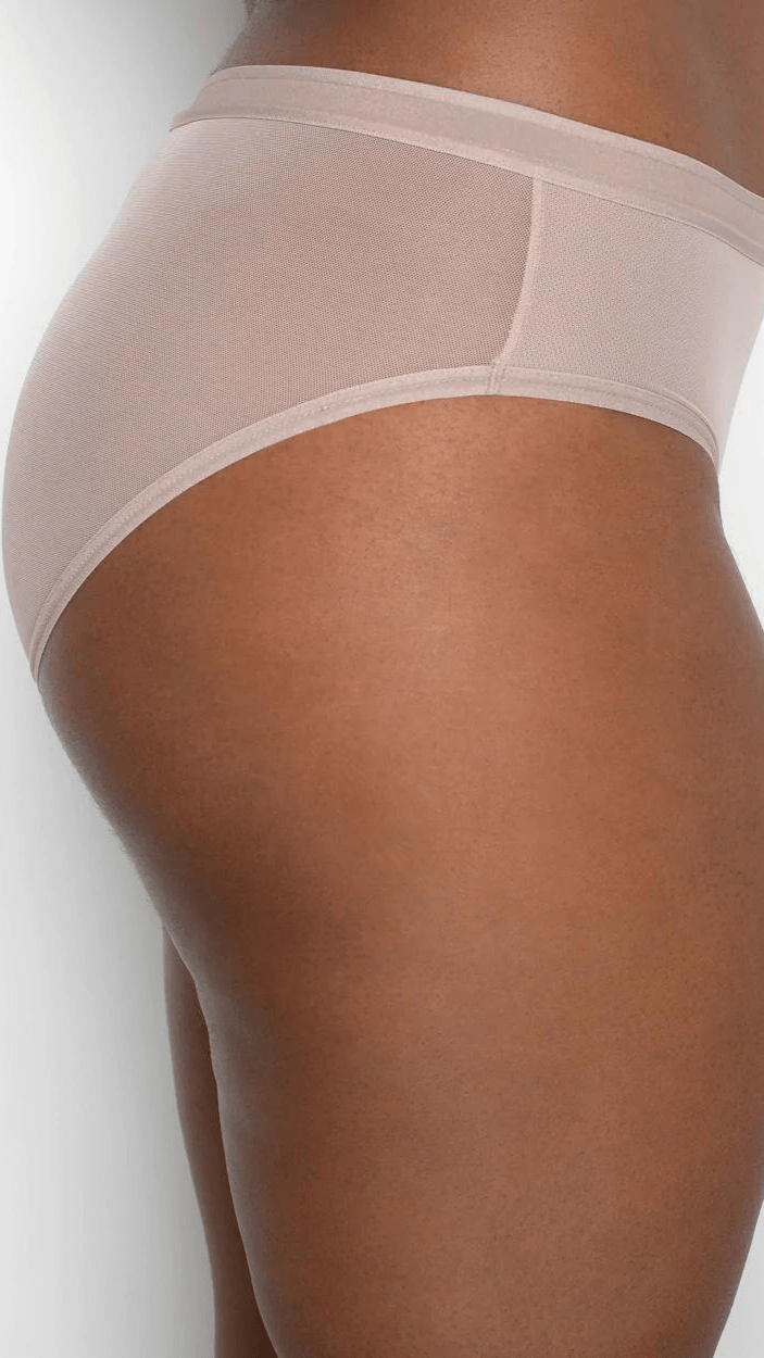 Curvy Couture Briefs Sheer Mesh High Cut Brief - Bark