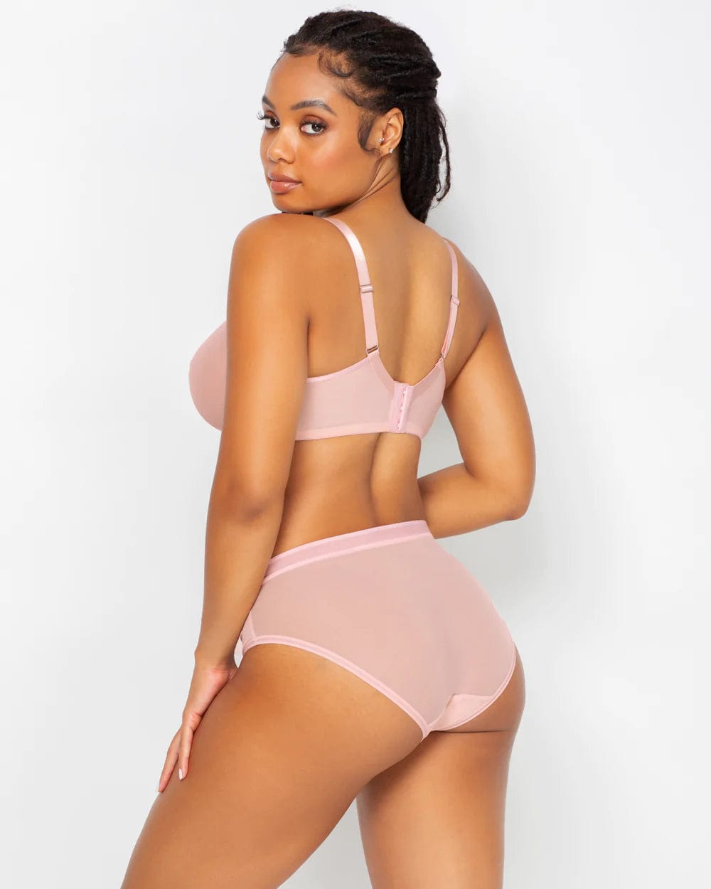 Curvy Couture Briefs Sheer Mesh High Cut Brief - Blushing Rose