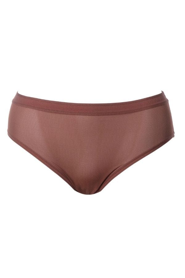 Curvy Couture Briefs Sheer Mesh High Cut Brief - Chocolate