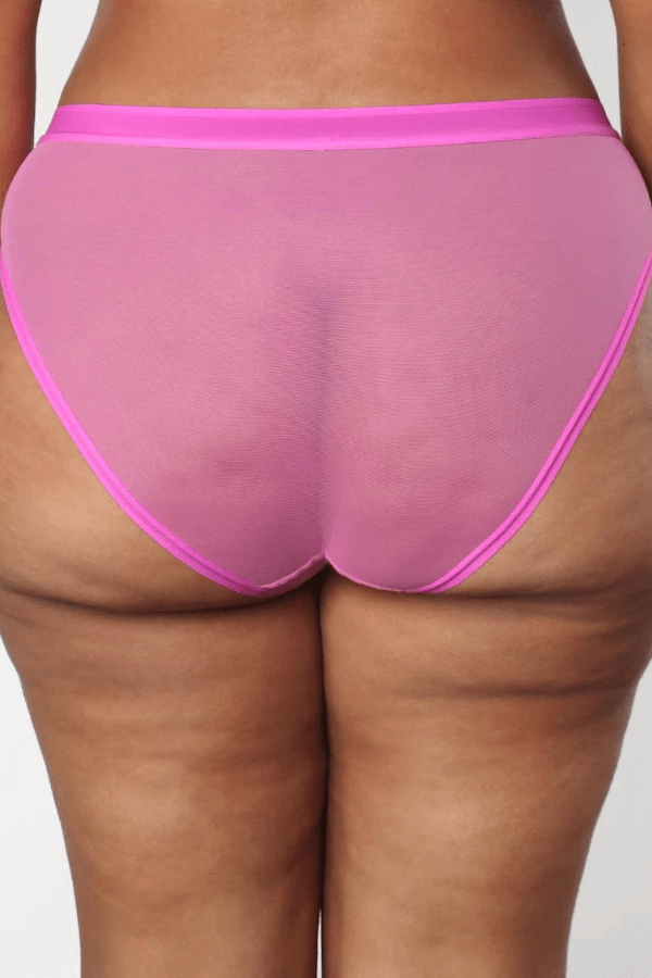 Curvy Couture Briefs Sheer Mesh High Cut Brief - Pink