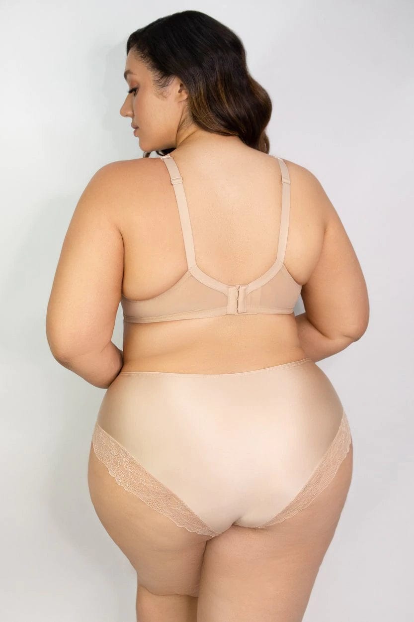 Curvy Couture Lingerie Nude / M Tulip Lace Hipster - Nude