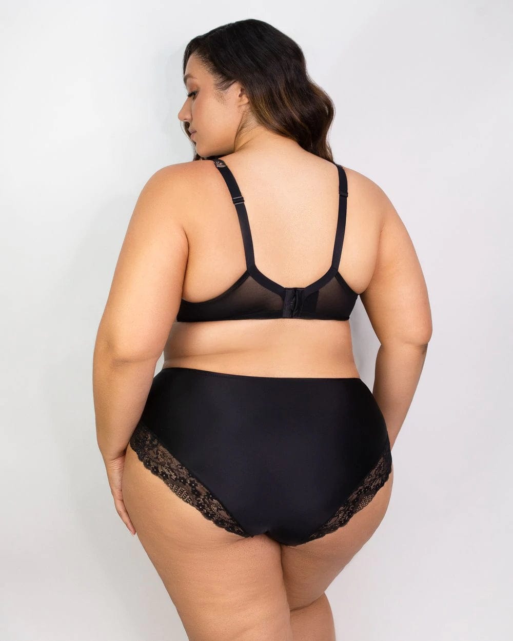 Curvy Couture Lingerie Tulip Lace Hipster - Black