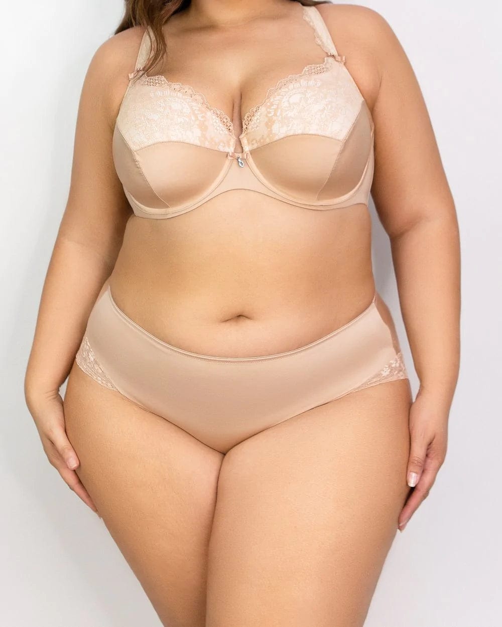 Curvy Couture Lingerie Tulip Lace Hipster - Nude