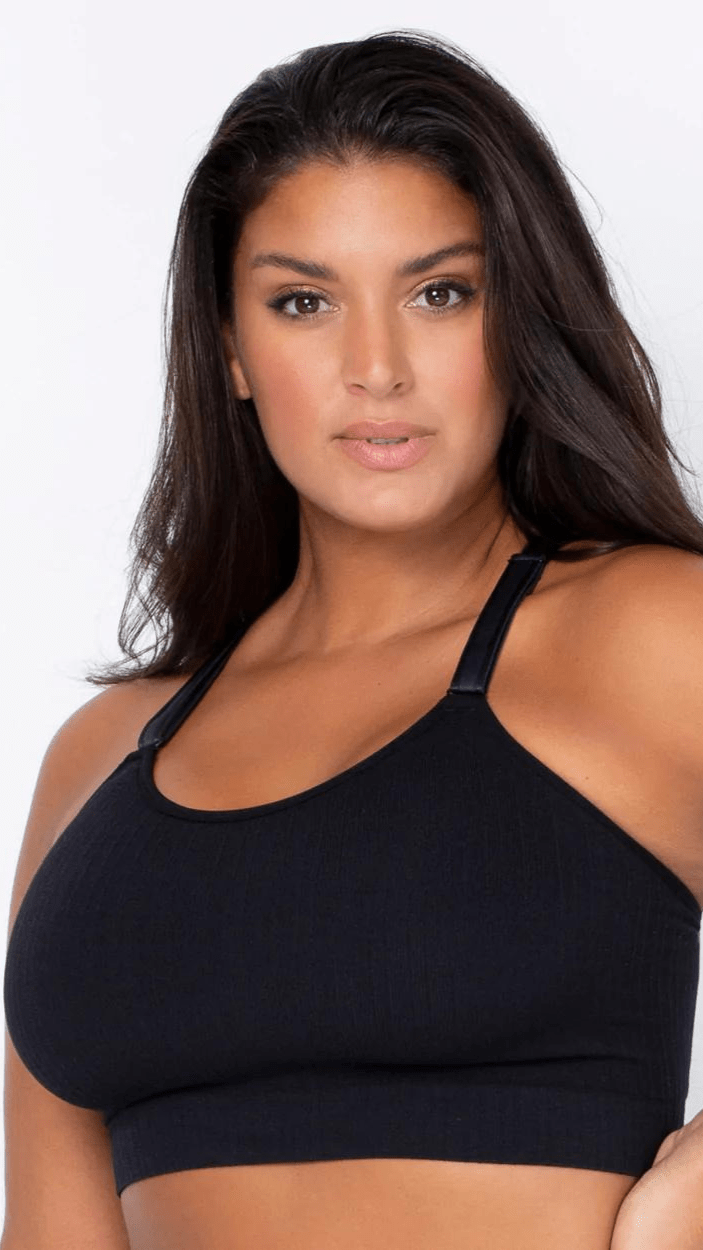 Curvy Couture Loungewear Black / M Smooth Seamless Wireless Longline Bra - Black