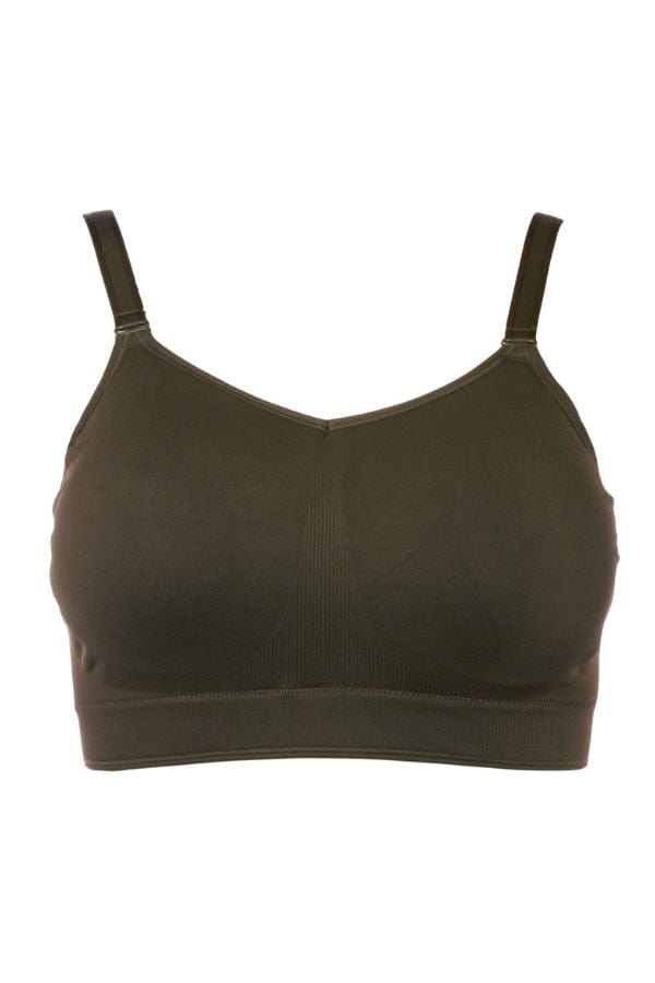 Curvy Couture Loungewear Smooth Seamless Comfort Wireless Bra - Olive Night