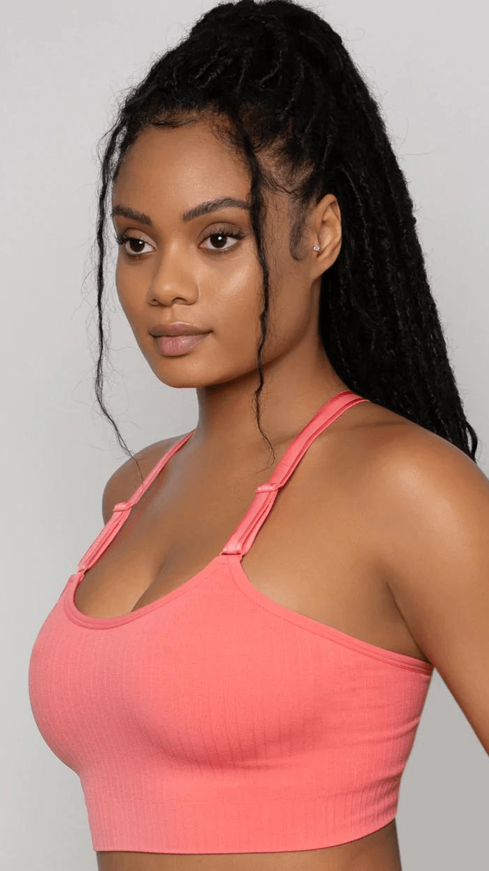 Curvy Couture Loungewear Smooth Seamless Wire-Free Longline Bra- Sun Kissed Coral