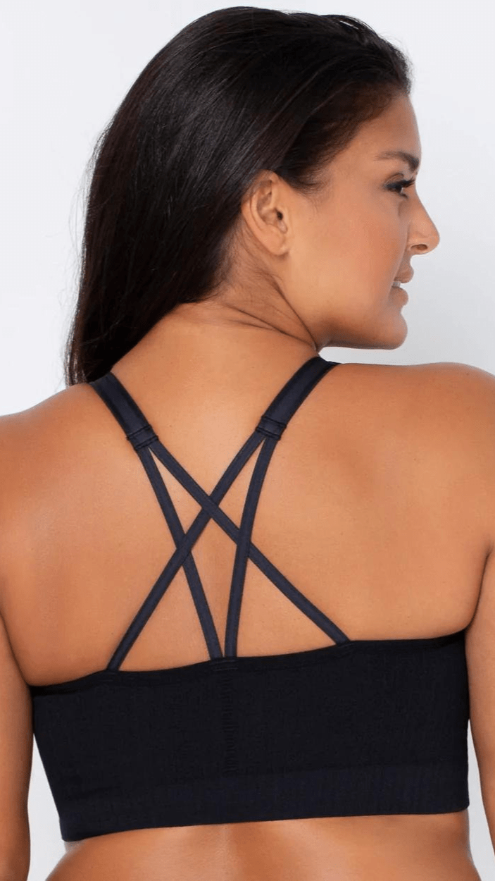 Curvy Couture Loungewear Smooth Seamless Wireless Longline Bra - Black