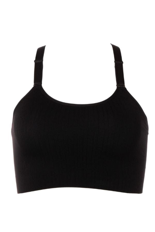 Curvy Couture Loungewear Smooth Seamless Wireless Longline Bra - Black