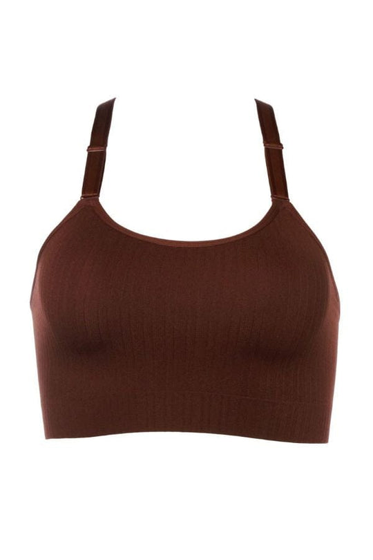 Smooth Seamless Wireless Longline Bra - Chocolate Nude