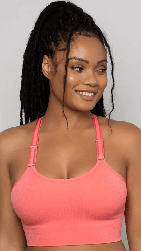 Smooth Seamless Wire-Free Longline Bra- Sun Kissed Coral